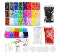 Allazone 8200 Pz 5MM Cuentas de Planchar, 24 Color Creative Beads, Pegboards Plantillas con Cuentas Blancas, Papel de Planchado y Llavero para Cuentas Niños Artesanía Perlas
