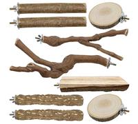Allazone 9 Pz Perchas para Pájaros, Perchas Naturales de Madera para Pájaros, para Cacatúas, Periquitos y Pinzones