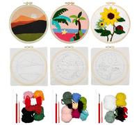 Allazone Kit de Bordado Con Aguja Perforada - Telar Pequeño para Tejer, 3 Pz Herramientas de Enhebrador para Perforar (Cocotero)