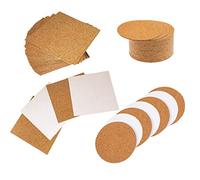 Allazone - Lote de 80 Posavasos autoadhesivos Cuadrados Redondos de Corcho, para Posavasos y Trabajos manuales de Bricolaje