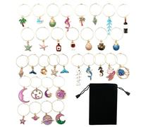 Allazone Marcador de Copas de Vino 33 Pz Vino Marcadores de Vidrio de Fiesta Abalorios y Bolsa de Almacenamiento para Decoraciones de Fiesta de Favores de Cocina de Bar