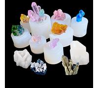 Allazone Moldes de Silicona de Resina Epoxi, 10 Pz Moldes de Resina de Racimo de Cristal Silicona Moldes de Joyería para Collar de Llavero Artesanal, Decoración del Hogar