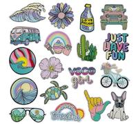 Allazone Parches para Ropa Termoadhesivos Apliques, Parches Bordados para Camiseta, Bolsas, Pantalon, Sombrero, Jeans, 18 Pz Tema Colorido