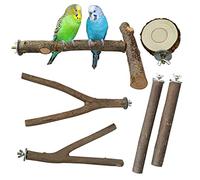 Allazone Perca de Pájaro, 6 Pz Perchas Naturales para Pájaros Pájaro de Madera Soporte de Perca, Juguetes para Pajaros Juguetes para Masticar Loros para Masticar Loros, Periquitos, Cacatúas