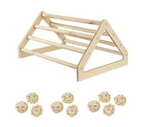 Allazone Perca de Pájaro, Soporte de Percha para Polluelo Naturales para Pájaros Pájaro de Madera Soporte de Perca con 10 Pz Bolas de Ratán para Gallinas Loro