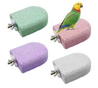 Allazone Piedra de molienda de dientes de mascotas y perca, soportes de perca para pájaros, juguetes naturales para masticar pájaros pequeños y medianos, periquitos, conures, cacatúas, ratas (4 piezas