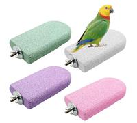 Allazone Piedra de molienda de dientes de mascotas y perca, soportes de perca para pájaros, juguetes naturales para masticar pájaros pequeños y medianos, periquitos, conures, cacatúas, ratas (4 piezas