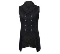 Allbestop Chaleco de Doble Botonadura con Cola de Golondrina de Jacquard para Cosplay de Halloween para Hombre Cosplay Disfraces Anime (Black, XXL)
