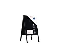 ALLboards Letrero Impermeable para Pavimento con Marco Negro Barnizado 118x61cm, Pizarra Publicitaria para Acera Pizarra Marco en A con Cadena Doble Cara para Tienda Pub Restaurante