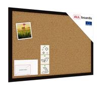 ALLboards Pizarra de Corcho con Marco de Madera Negro 60x40cm, Tablón de Corcho para Puntinas y Prendas Memoboard