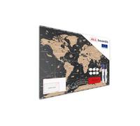 ALLboards - Pizarra magnética de metal, diseño de mapa del mundo, color negro, vintage, 60 x 40 cm, metalards, para todo tipo de imanes