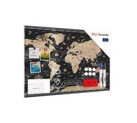 ALLboards - Pizarra magnética de metal, diseño de mapa del mundo, color negro, vintage, 90 x 60 cm, metalards, para todo tipo de imanes