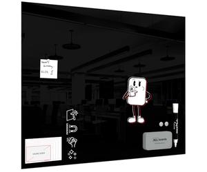 ALLboards Pizarra Magnética De Vidrio Negra 100x80 cm, Sin Marcos, Pizarra Negra Magnética De Vidrio, Pizarra Para Escribir De Vidrio Templado