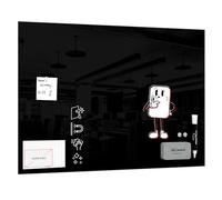 ALLboards Pizarra Magnética De Vidrio Negra 90x60 cm, Sin Marcos, Pizarra Negra Magnética De Vidrio, Pizarra Para Escribir De Vidrio Templado