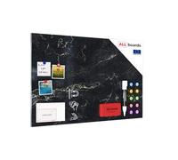 ALLboards Tabla magnética metálica MÁRMOL NEGRO 90x60cm MetalBoards Memoboard para todo tipo de imanes pizarra magnética + marcador, 10 imanes y borrador