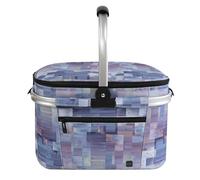 ALLCAMP Cesta Plegable- Cesta Térmica para la Compra con Tapa, Cesta de Picnic Extraíble para 4 Personas,Cesta Térmica Gruesa Cesta Térmica con Marco de Aluminio(Cuadrícula Morada pequeña)
