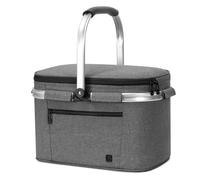 ALLCAMP Cesta Plegable- Cesta Térmica para la Compra con Tapa, Cesta de Picnic Extraíble para 4 Personas,Cesta Térmica Gruesa con Marco de Aluminio(Gris pequeño)