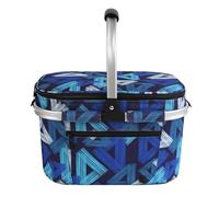 ALLCAMP Cesta Plegable- Cesta Térmica para la Compra con Tapa, Cesta de Picnic Extraíble para 4 Personas,Cesta Térmica Gruesa Cesta Térmica con Marco de Aluminio(Triángulo Azul pequeño)