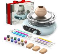 Alldeer Kit Mini de Torno de Cerámica - Torno eléctrico de 12 cm con pedal, velocidad ajustable y rotación hacia adelante y atrás, para adultos y principiantes