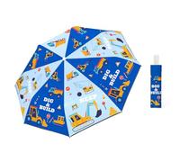 alldomess Paraguas Plegable Niños Antiviento,Paraguas Compacto Anti-UV con Cinta Reflectante 365°, Ligero y Mignon Paragua Anti-Rebote Seguro para Bebés, Niñas y Niños,Vehículo de ingeniería