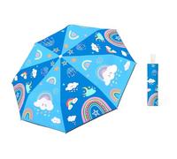 alldomess Paraguas Plegable Niños Antiviento,Paraguas Compacto Anti-UV con Cinta Reflectante 368°, Ligero y Mignon Paragua Anti-Rebote Seguro para Bebés, Niñas y Niños,Arcoíris