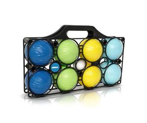 alldoro 60044 Juego de Boccia para niños, 9 Piezas - plástico - 8 Pelotas en 4 Colores + Pelota Diana y Estuche - para Exterior