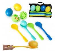alldoro 60077 XXL Huevos con 4 cucharas y 4 Huevos rellenables, Juego de Movimiento para Interior y Exterior, Incluye Bolsa de Malla, a Partir de 3 años