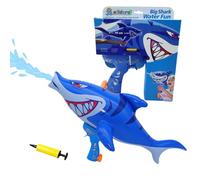 alldoro 60126 Tiburón Pistola de Agua Hinchable - de plástico de Colores - 70 x 38 cm, depósito de 250 ml, con Bomba