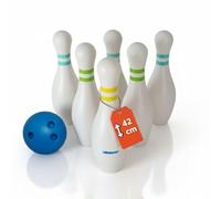 alldoro 60131 XXL Bowling Set - 6 Bolos Blancos rellenables, 42 cm de Altura y 1 Bola de Bolos - Juego de Bolos con Bolsa, niños a Partir de 3 años
