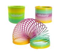 alldoro- Flexi Rainbow Spring, diámetro Aprox. 7,4 cm, Camino de Escalera en Colores, Pluma, Corredor mágico, Espiral arcoíris para niños a Partir de 3 años, Multicolor, Regenbogen Spirale (60336)