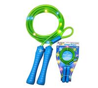 alldoro 63021 Cuerda de saltar LED, cuerda de saltar con 11 LED, cuerda de saltar fitness para niños a partir de 6 años y adultos, 2,4 m - verde