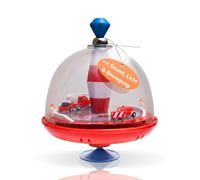 alldoro 68030 - Peonza panorámica de bomberos de 19 cm de diámetro, peonza con sonido, giroscopio con soporte, giroscopio musical con camión de bomberos, peonza clásica para niños a partir de 18 meses