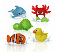 alldoro Aquanauts, 5 Animales de baño de poliéster Que flotan | animales flotantes de 10-12 cm para la bañera, la piscina y el chapoteo, juguete de agua para niños desde 2 años