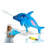 alldoro Pistola de Agua XXL Hinchable delfín, 72 cm, con Bomba de Aire | juguete acuático animal a partir de 3 años, blaster con asa práctica para la playa, la piscina y el jardín