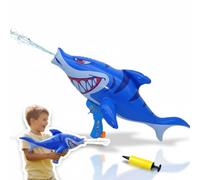 alldoro Pistola de Agua XXL Hinchable tiburón, 70 cm, con Bomba de Aire | juguete acuático animal a partir de 3 años, blaster con asa práctica para la playa, la piscina y el jardín