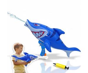 alldoro Pistola de Agua XXL Hinchable tiburón, 70 cm, con Bomba de Aire | juguete acuático animal a partir de 3 años, blaster con asa práctica para la playa, la piscina y el jardín