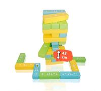 alldoro XXL Torre de Bloques y dominó, Juego de Mesa 2 en 1 Jumbo | juego de habilidad gigante para niños desde 2 años, 30 piezas, dado y bolsa, interior y exterior, guardería y casa