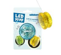 alldoro- YoYo LED Ø 6 cm, yoyó Principiantes de plástico, con Efecto Luminoso para niños a Partir de 3 años, para Interior y Exterior, Incluye Pilas, en 4 Colores Surtidos, Disponible (60342)