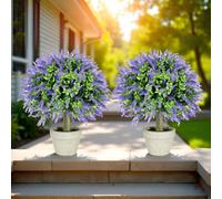 AllE - Juego de 2 arbustos artificiales de lavanda de 60 cm de altura, protección UV, para interior y exterior, oficina, salón, dormitorio y jardín