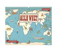 Alle Welt 2027: Wandkalender 60x50 cm mit illustrierten Weltkarten und deutschem Kalendarium