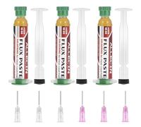 ALLECIN 3 Piezas Flujo de Soldadura 10mL Jeringa Flux Sin Plomo 10CC Sin Limpieza Flux Soldadura Electronica No Clean Solder Flux Paste AEC-223 con Aguja y Varilla de Empuje para LED SMD BGA