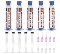 ALLECIN 5 Piezas Flujo de Soldadura 10mL Flux Sin Plomo 10CC Flux Soldar de Jeringa No Clean Solder Flux Paste AEC-558 con Aguja y Varilla de Empuje para LED SMD BGA Soldadura Electronica
