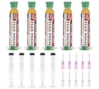 ALLECIN 5 Piezas Flujo de Soldadura 10mL Flux Sin Plomo 10CC Jeringa Flux Soldar de No Clean Solder Flux Paste AEC-223 con Aguja y Varilla de Empuje para LED SMD BGA Soldadura Electronica