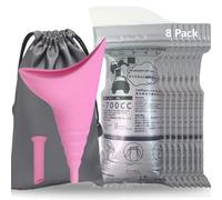 Alled 8 Pack Bolsas de Orina Desechables con Dispositivo de Micción Femenina,Bolsas de Orina para Orinar Embudo Urinario Femenino para Hombres Niños, Mujeres, Pacientes Postrado en Cama Sentado Pie