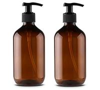 Alledominio, 2 Botellas de Plástico Vacías Rellenables de 500 ml, Marrón