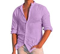 Allegorly Camisa Hombre Camisa Hombre Manga Larga Camisas Casual para Corte Recto Atrapado De Punto De Manga Corta Camisas De Verano Ligero Y Fácil Cuidado, B-morado, 3XL