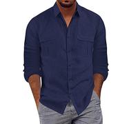 Allegorly Camiseta Hombre Camiseta Hombre Manga Larga Camisas Apretonadas Corte Ajuste Manga Larga Camiseta Personalizada Verano Atrapado Camisas De Vacaciones, 1 marina, XXL