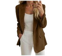 Allegorly Chaqueta Blazer Mujer Chaqueta Verano Mujer Blazer Legere Chaquetas Sastre Amplio Doblado Adelgazante Clásico Oficina Trabajo Tardes Casual Sastre Slim Fit Revers Chaquetas Abrigo, Marrón #2