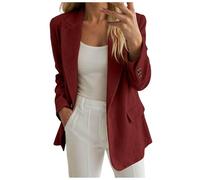 Allegorly Chaqueta Blazer Mujer Chaqueta Verano Mujer Blazer Legere Chaquetas Sastre Amplio Doblado Adelgazante Clásico Oficina Trabajo Tardes Casual Sastre Slim Fit Revers Chaquetas Abrigo, Rojo #2
