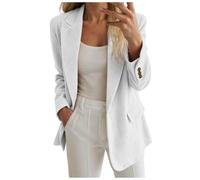 Allegorly Chaqueta Blazer Mujer Chaqueta Verano Mujer Blazer Legere Chaquetas Sastre Amplio Doblado Adelgazante Clásico Oficina Trabajo Tardes Casual Sastre Slim Fit Revers Chaquetas Abrigo, Blanco #2